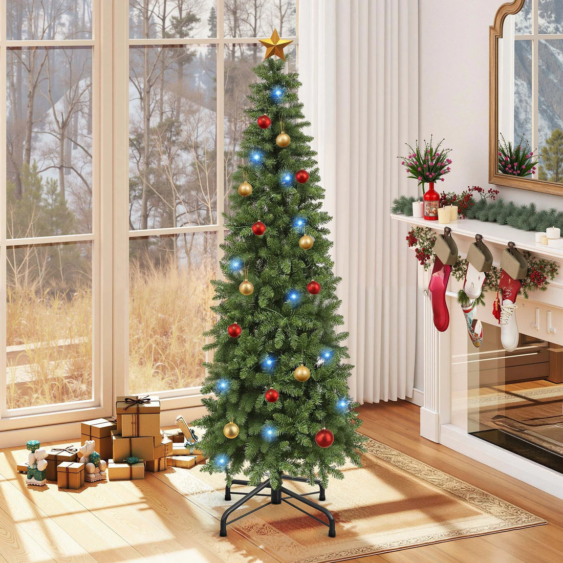 6ft Pre-Lit Slim Christmas Tree – 700 Tips, 200 Lights | Balconera Fraser Fir