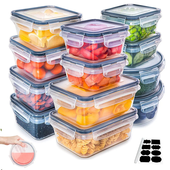 12-Pack Transparent Refrigerator Storage Boxes – Airtight Crisper Containers for Fresh Food & Lunch
