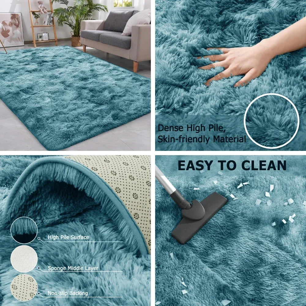 Gray Plush Carpet – Soft Velvet Anti-Slip Rug for Living Room, Bedroom & Kids Room