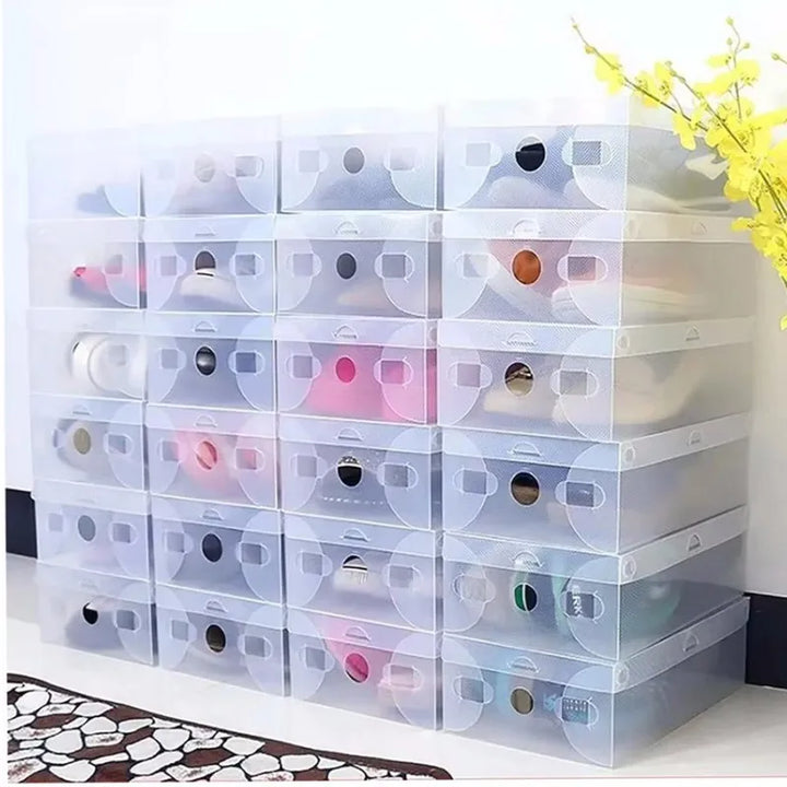 20pcs Transparent Shoe Storage Boxes – Dustproof Organizer for Sneakers & Slippers