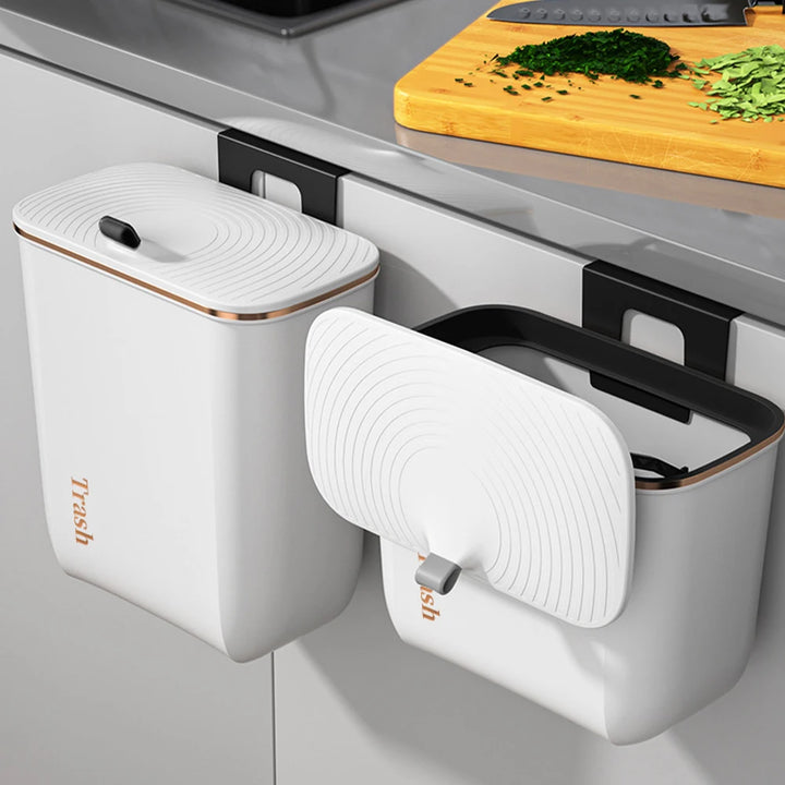 Lifeideas Wall-Mounted Kitchen & Bathroom Waste Bin with Lid – Hanging Garbage Can for Cabinet & Under Sink