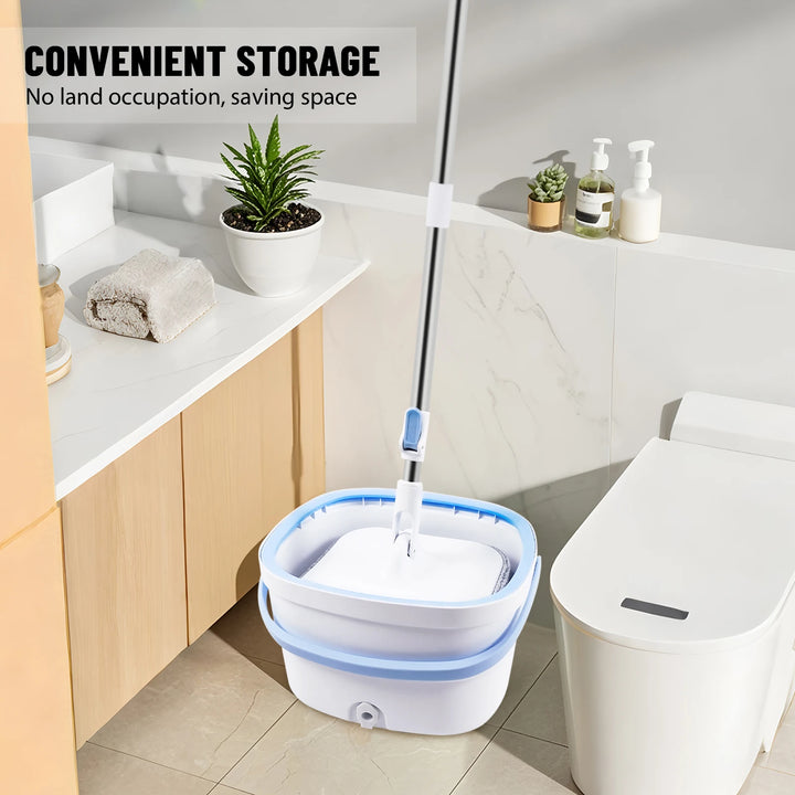 360° Spin Mop and Bucket Set – Home & Office Floor, Tile, Wood, Window Cleaning with Washable Fiber Cloth