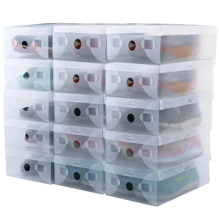 20pcs Transparent Shoe Storage Boxes – Dustproof Organizer for Sneakers & Slippers