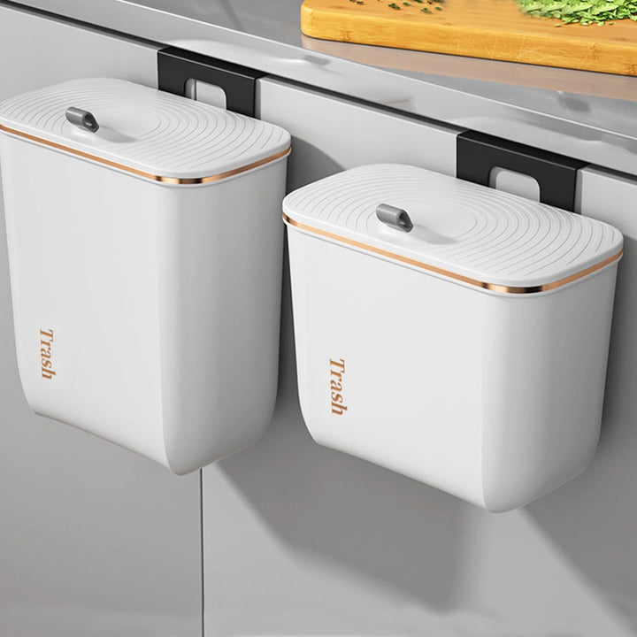 Lifeideas Wall-Mounted Kitchen & Bathroom Waste Bin with Lid – Hanging Garbage Can for Cabinet & Under Sink