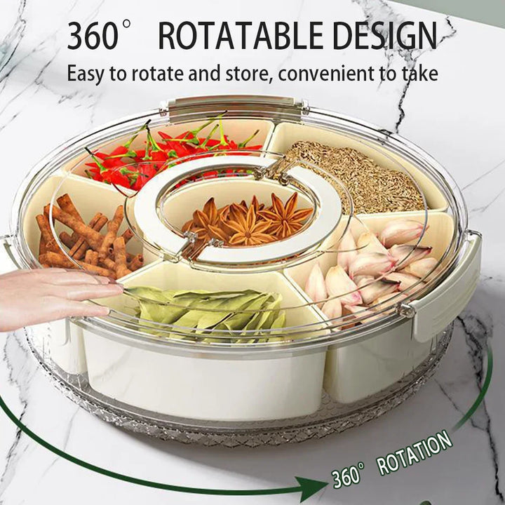 Six-Grid Stackable Food Storage Box – Divided Kitchen Container with Handles, Removable & Washable