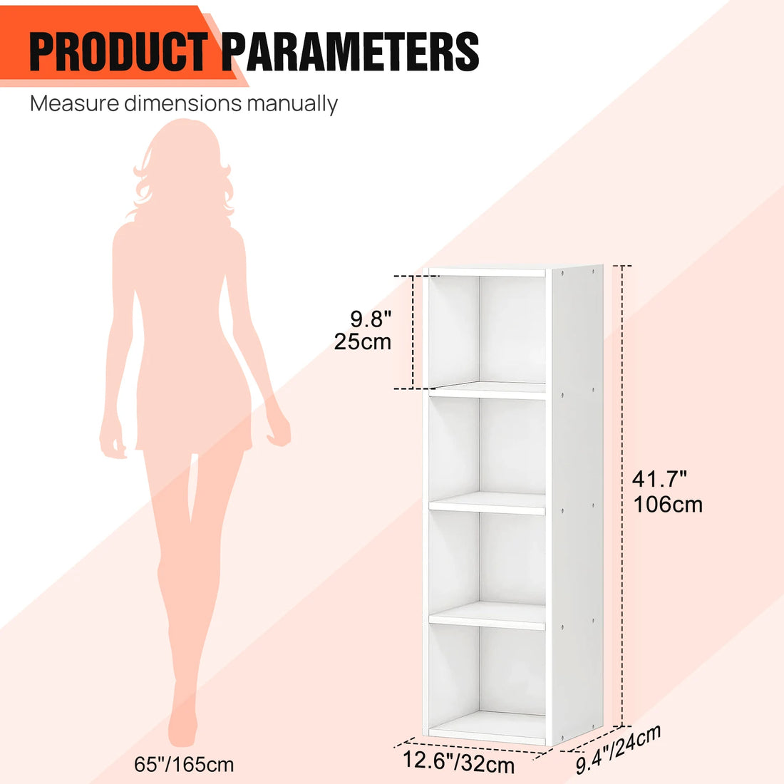 Cube Bookcase, 5 Tier Storage Cabinet, Wooden Display Shelf, Floor Standing Cabinet, Office, Living Room, Bedroom Furniture