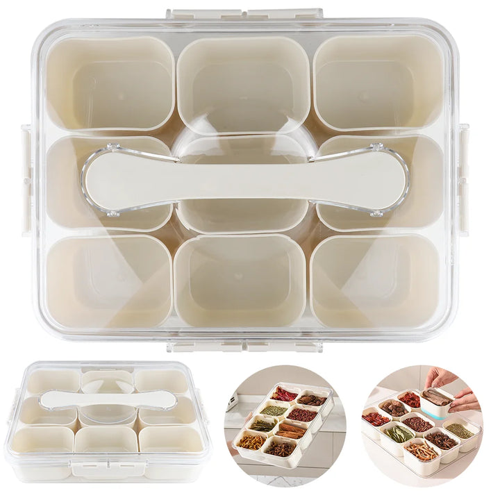 Compartment Divided Serving Tray – Snack & Food Storage Box for Candy, Nuts, Cookies, and Fruit