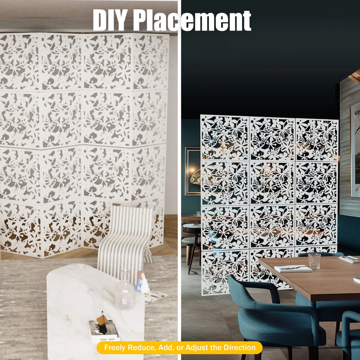 12pcs PVC Hanging Room Divider Panels – 40x40cm Butterfly & Floral Hollow Design