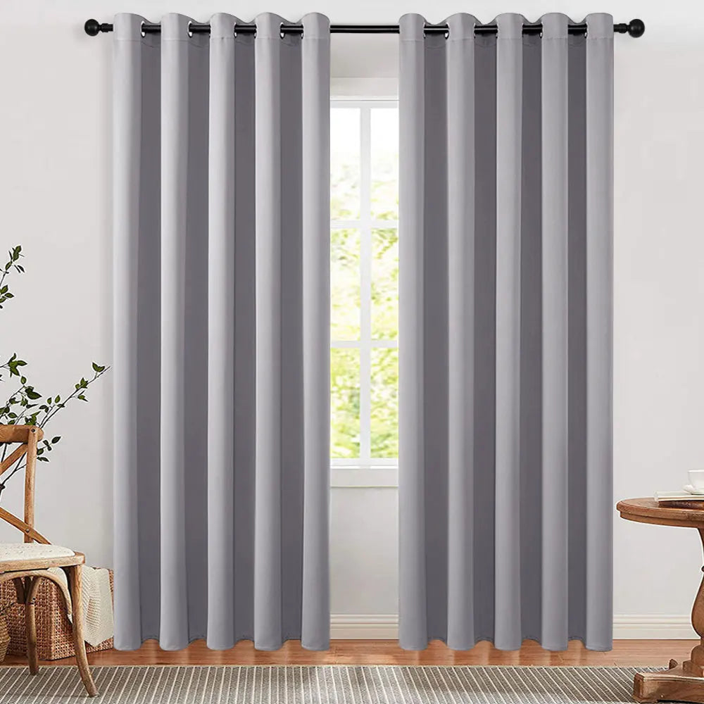 Lifeideas 100% Blackout Curtains – Solid Colour Grommet Top Polyester Window & Door Drapes (Pair)