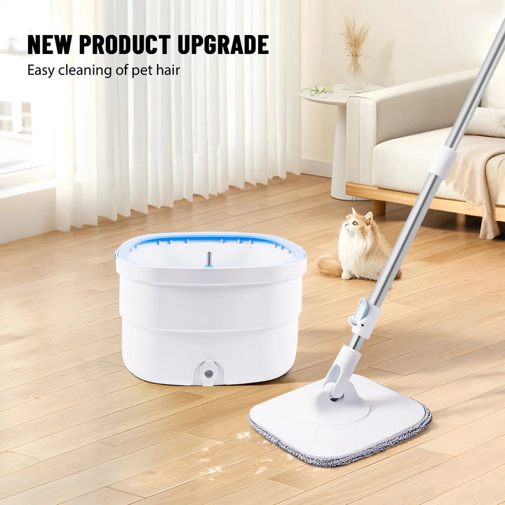 360° Spin Mop and Bucket Set – Home & Office Floor, Tile, Wood, Window Cleaning with Washable Fiber Cloth