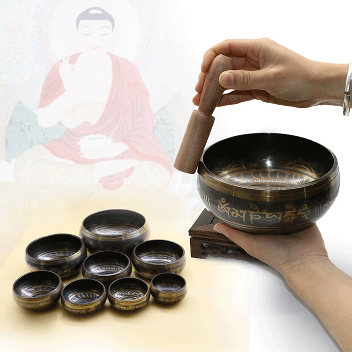 Tibetan Singing Bowl Set – Metal Buddha Meditation Sound Bowl with Striker for Yoga & Healing