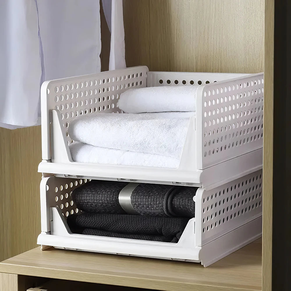 Voltsify Set of 4 Stackable PP Pull-Out Wardrobe Organiser Drawers
