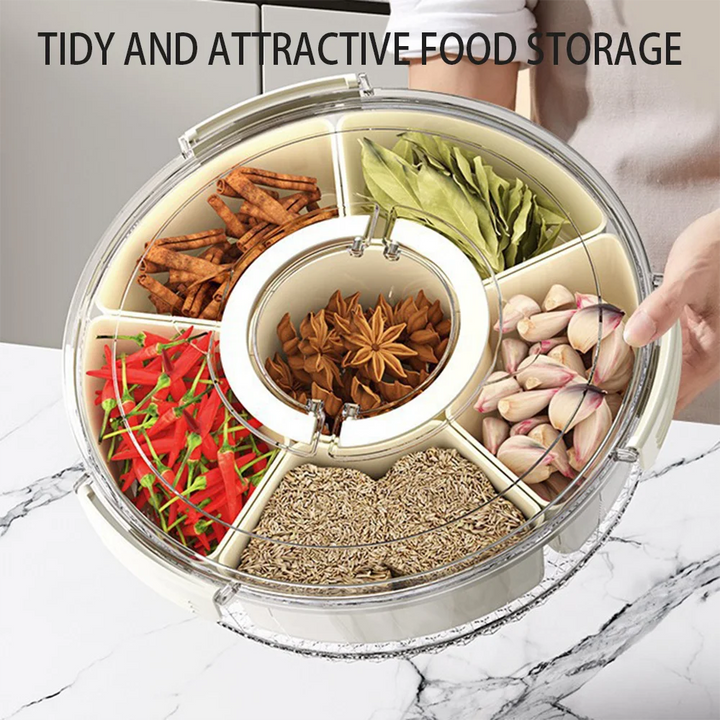 Six-Grid Stackable Food Storage Box – Divided Kitchen Container with Handles, Removable & Washable