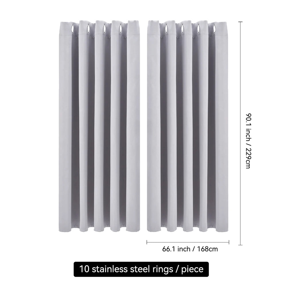Lifeideas 100% Blackout Curtains – Solid Colour Grommet Top Polyester Window & Door Drapes (Pair)