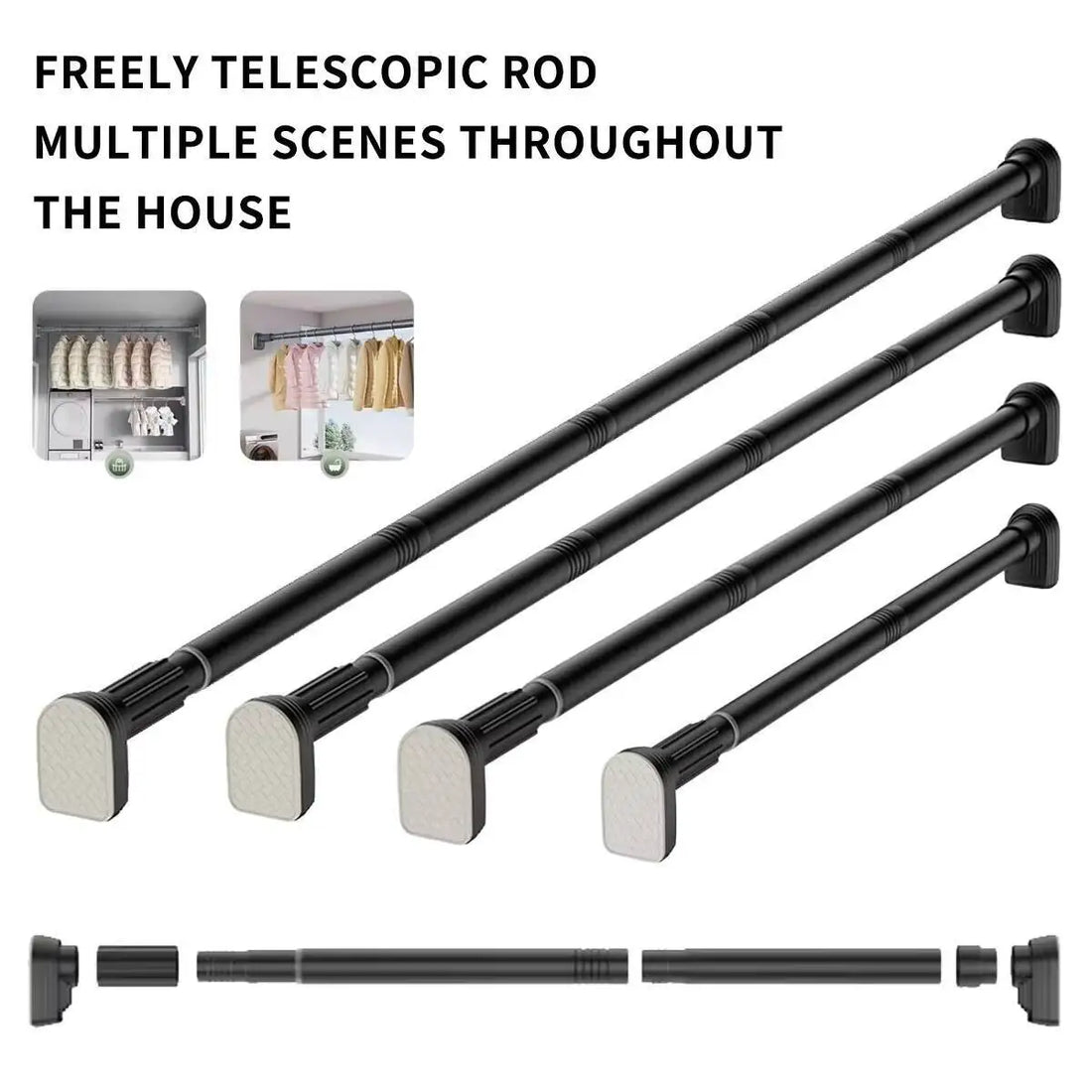 Heavy-Duty Extendable Telescopic Shower Curtain Rod – Adjustable Bath & Window Rail