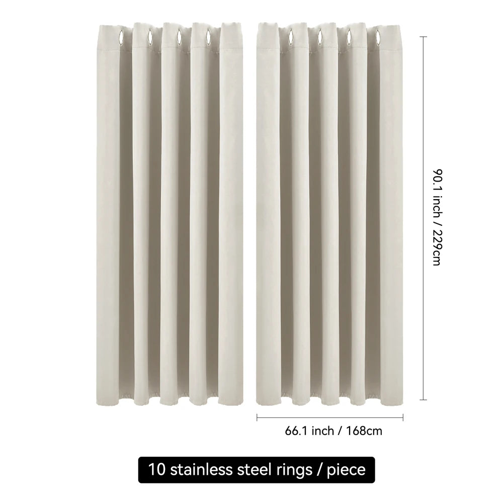 Lifeideas 100% Blackout Curtains – Solid Colour Grommet Top Polyester Window & Door Drapes (Pair)