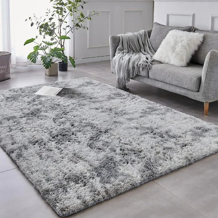 Gray Plush Carpet – Soft Velvet Anti-Slip Rug for Living Room, Bedroom & Kids Room